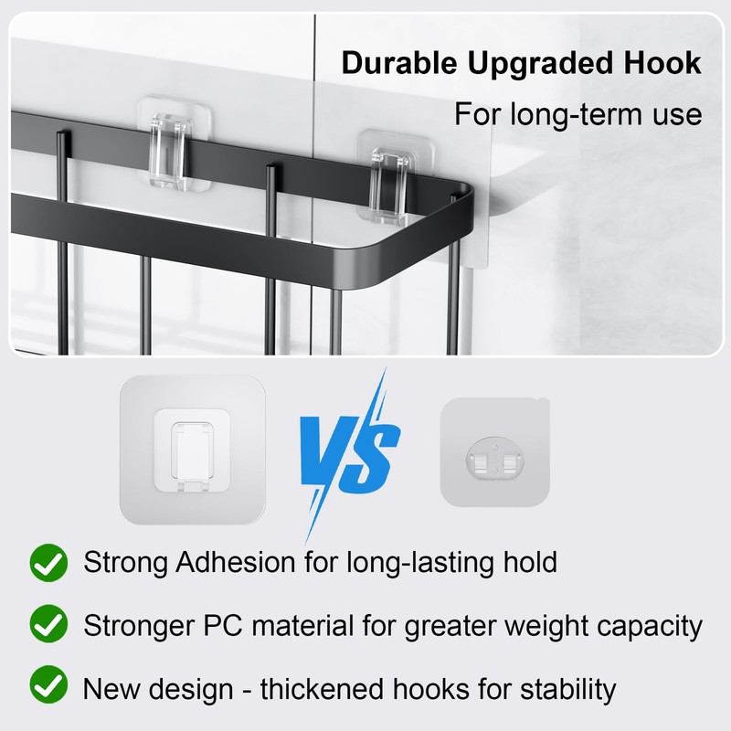 FEPTUASE Shower Caddy Adhesive Replacement, Transparent Strong Adhesive Hooks, No
