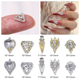 DANNEASY 20pcs 3D Nail Rhinestones Charms Alloy Nail Charms for Acrylic Nails Flat Back Glass Crystal Gems Diamond Metal Nail Studs Nail Decoration for DIY Craft Jewelry Making Accessories
