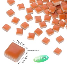 sourcing map 205pcs Ceramic Mosaic Tiles, Bulk Stained Ceramic Mosaic Tiles Square Mosaic Kits for DIY Art Crafts, Handmade Art Craft Projects for Home Decor(200g, Deep Orange)