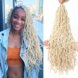 24 Inch 7 Packs Soft Locs Crochet Hair Blonde Color 613 New Faux Locs Pre-looped Super Lightweight Synthetic Hair Braids For Black Women(24inch, 7packs, blonde)