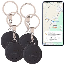 Callstel Luggage Tracker: Set of 4 Mini Key & Item Finder for SmartThings App, IP65 (Tracker Android, Bluetooth, Pet Wallets, Waterproof)