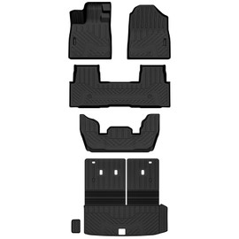 Auxko All Weather Floor Mats Cargo Mat with Backrest Mat for 2023-2025 Honda Pilot TPE Liners Accessories Guard Odorless Anti-Slip Floor Liners & Trunk Liner with Back Seat Protectors for Honda Pilot