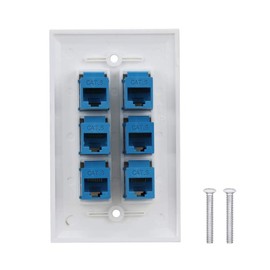 6 Port Ethernet Wall Plate - VICTEK - Ethernet Cat6 RJ45 Wall Plate Female to Female - Blue