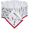 Crayons Oilcloth Tablecloth with Solid Red Trim You Pick The