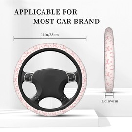 Pink Bow Steering Wheel Cover Cute Car Accessories