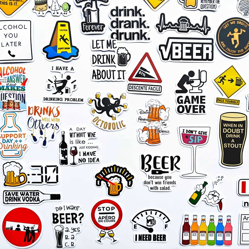 Generic Beer Sticker Decals for Cooler, Drink, Adults - Matte,