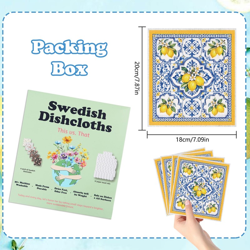 Swedish Dishcloths for Kitchen 6 Pack