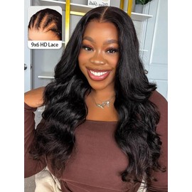 ISEE Body Wave Glueless Wig Human Hair Pre Plucked Pre Cut M Cap 9x6 Lace Front Wig for Black Women Wear and Go 180% Density 14 Inch