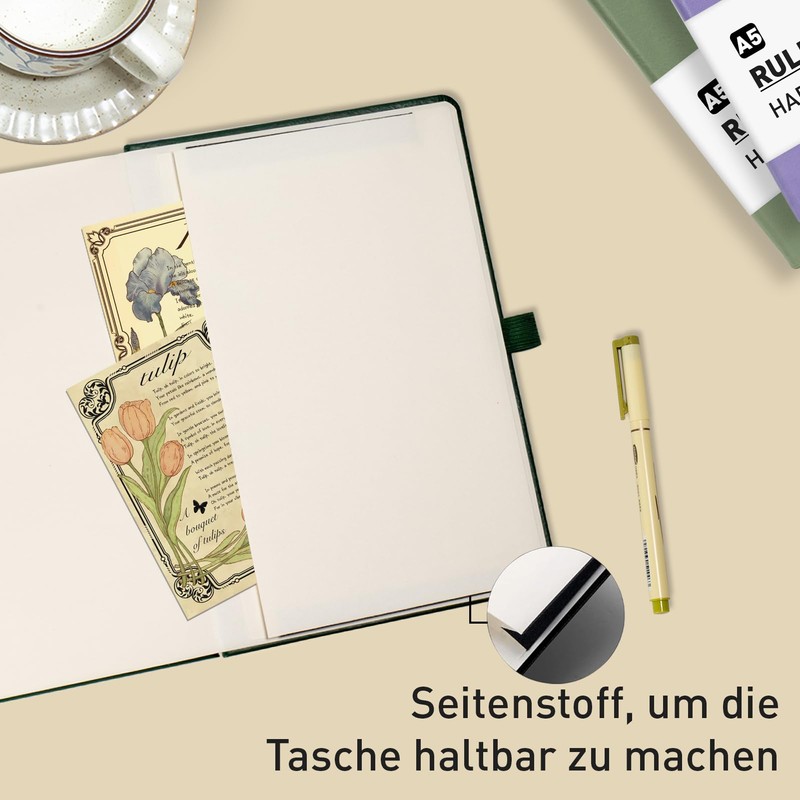 PYNEX Notebook A5 Dotted, Hardcover, Notebook, Leather Notepad with 192