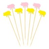BambooMN 5.9" Pink Pig Fancy Cocktail Appetizers Bamboo Toothpick Picks