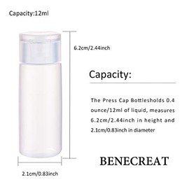 BENECREAT 10 Pack 12ml 0.4oz Small Plastic Flip Cap Sample Bottle Empty Refillable Travel Bottles for Makeup Cosmetic Toiletries Product