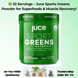 Terra Kai Organics Juce Sports Greens Powder 32 Servings - Organic Superfoods & Muscle Recovery