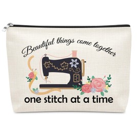 Quilter Gifts for Women Makeup Bag Quilting Gifts for Sewing Lovers Birthday Gift for Seamstress Cosmetic Bag Retirement Gift for Quilter Sewing Machine Themed Present Travel Pouch