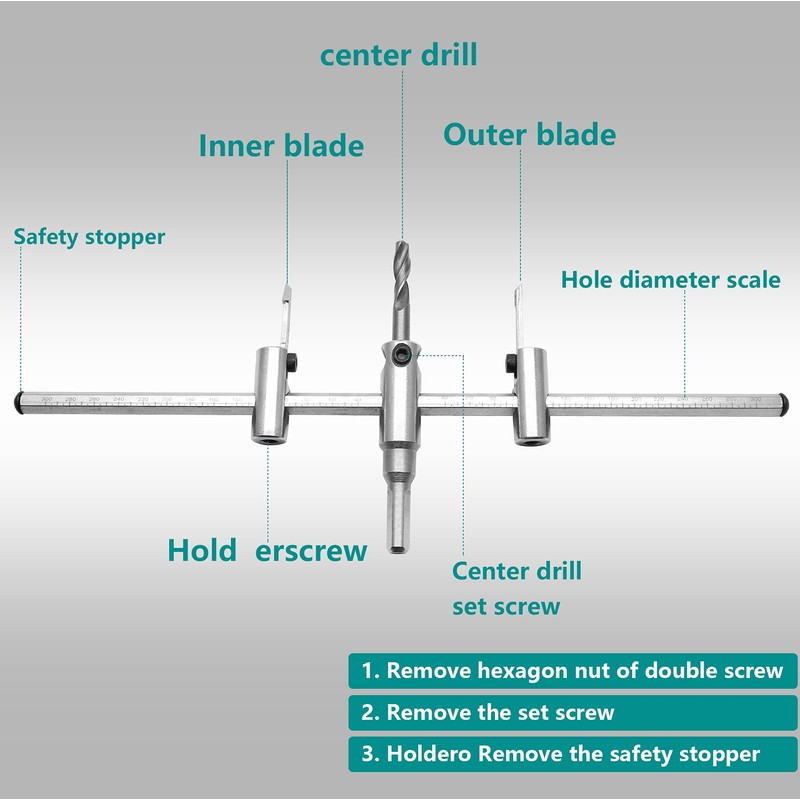 Seimneire Adjustable Hole Saw, 1-3/16" to 11-3/4" (30 to 300mm)