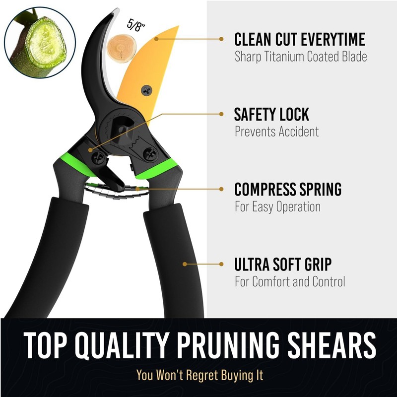 Pruning Shears Garden Professional Ti Tree Trimming Bypass Hand Pruner