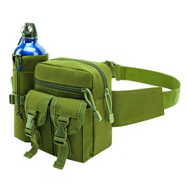 Jaugufiy Outdoor Sports Waist Bag Cycling Waist Bag with Bottle Holder Tactic Waist Bag Tactical Fanny Pack for Cycling Running Hiking Fishing Climbing (Green), Green, S
