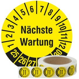 Labelident Multi-Year Test Badges 2025-2030 – Next Maintenance – Diameter 30 mm, 1,000 Resistant Test Badges on Roll, Polyethylene, Yellow