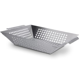 Grill Basket Stainless Steel Grill Tray 30 x 30 x 6 cm for All Grill Types Perfect for Meat, Vegetables and Fish Dishwasher Safe
