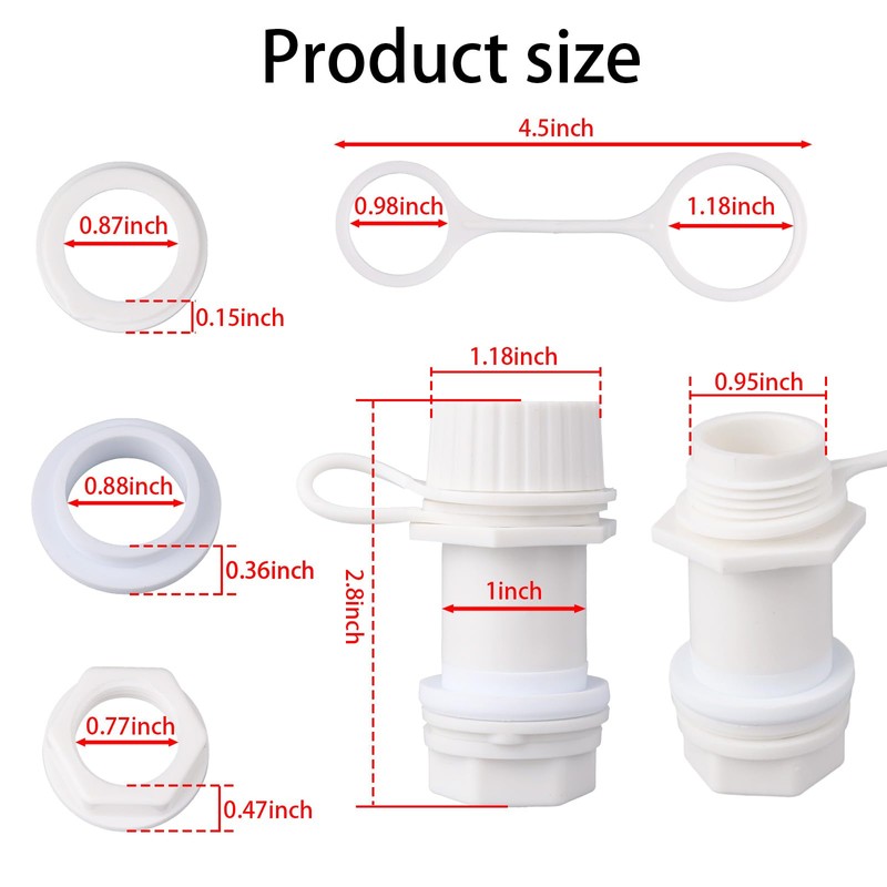 Goktvai 2pcs Cooler Drain Plug Kit for Igloo, Durable Threaded