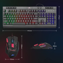 Rii WIred Gaming Keyboard and Mouse Combo,Mechanical Feel Full Size LED Keyboard, RGB 2400 Mice, for Gaming or Working/Office(RK900)