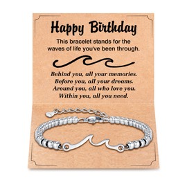 Birthday Gifts for Women, Through The Waves of Life Bracelet - Gifts for Friend Sister Daughter Mom Grandma