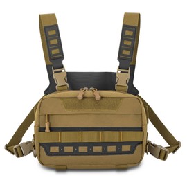 MiOYOOW Chest Rig Bag, Tactical Molle Running Chest Pack with Multi-Pockets Adjustable Waterproof Sports Vests Bag for Hunting Fishing Hiking Travel