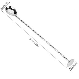 Mixing Cocktail Spoon Beverage Coffee Mixing Layering Tool Stainless Steel with Long Handle for Bar Coffee Twisted Bar Spoon 2Pcs(#7)