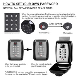 Punch Button Key Lock Box Grey Zine Alloy Car Window Key Lock Box Waterproof 12 Digit Combination Car Window Key Storage Lock Box for Turo