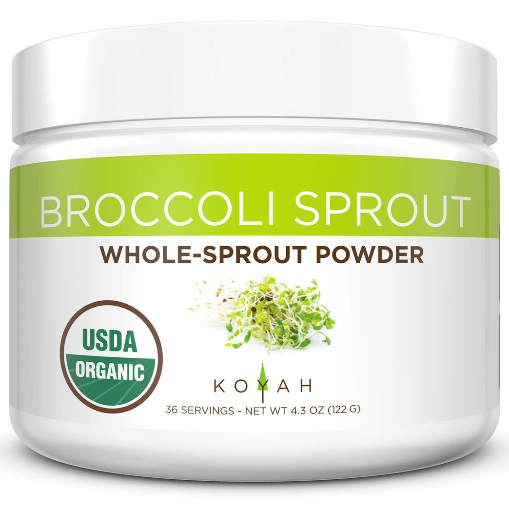 KOYAH - Organic Broccoli Sprout Powder (1 Scoop = 1/4 Cup Sprouts): 36 Servings, Freeze-dried, Tested for Active Myrosinase and Glucoraphanin (Sulforaphane Glucosinolate)