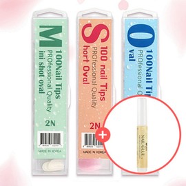 Nail tips 100 tips + 2g gold glue set, nail extension practice for national exam practice (cases shipped randomly), full tip, natural, 1 piece / 네일팁 100팁+골드글루2g 세트 국가고시연습용 네일연장실습 (케이스랜덤출고), 풀팁, 내추럴, 1개