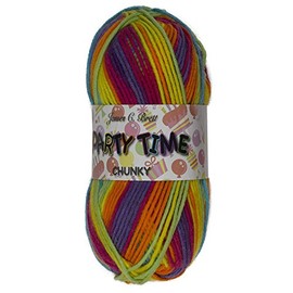 James Brett Party Time Chunky Knitting Yarn 100g (Purple, Pink, Orange, Yellow, Blue & Green - PT1)