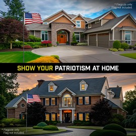 G128 16Ft Telescoping Aluminum Black Flagpole | In Ground Heavy Duty Telescopic Flag Pole for Commercial/Residential Use | Flag NOT Included