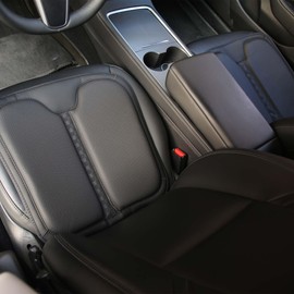 TOPABYTE Car Seat Cushion Memory Foam for Car Seat Driver, Office Chair, Wheelchair Premium Nappa Leather Cushions Universal Fit Seat Cushion for Car Sedans SUV Truck (2 Packs/Black)