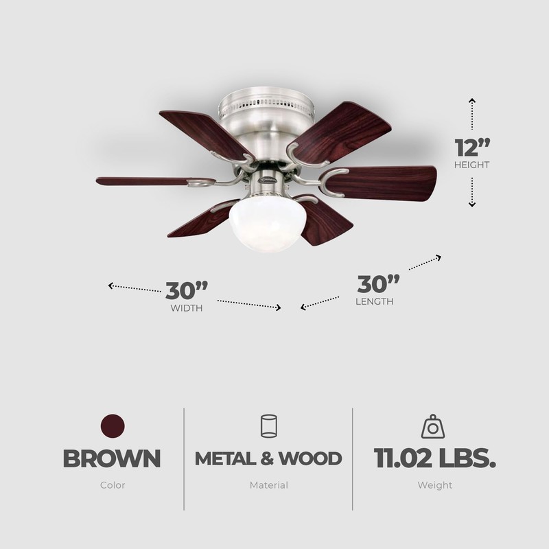Westinghouse Hadley 30 Inch Brushed Nickel Finish Ceiling Fan with