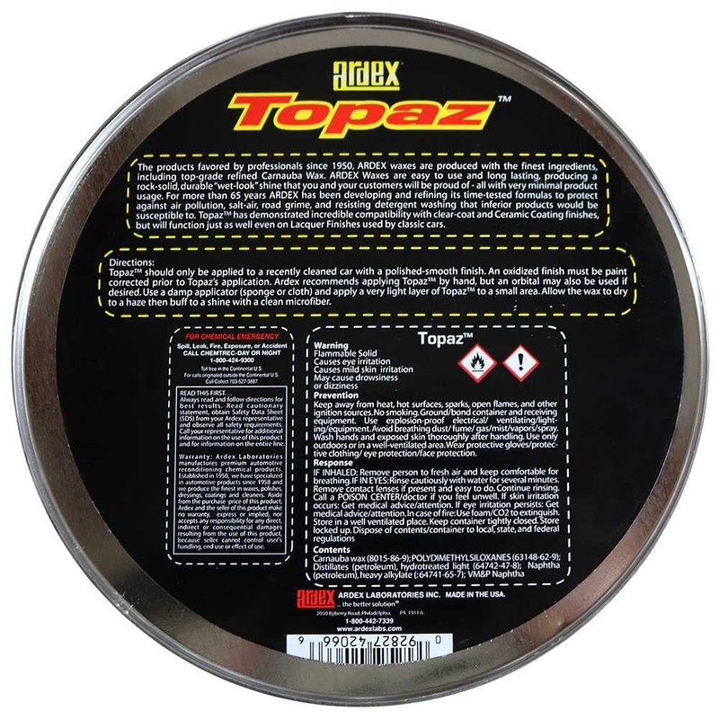 Ardex Topaz Paste Wax 4206 Professional Car Detailing Paste Wax