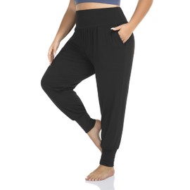 ZERDOCEAN Women's Plus Size Casual Yoga Joggers Comfy Workout Lounge Pants Black 5X