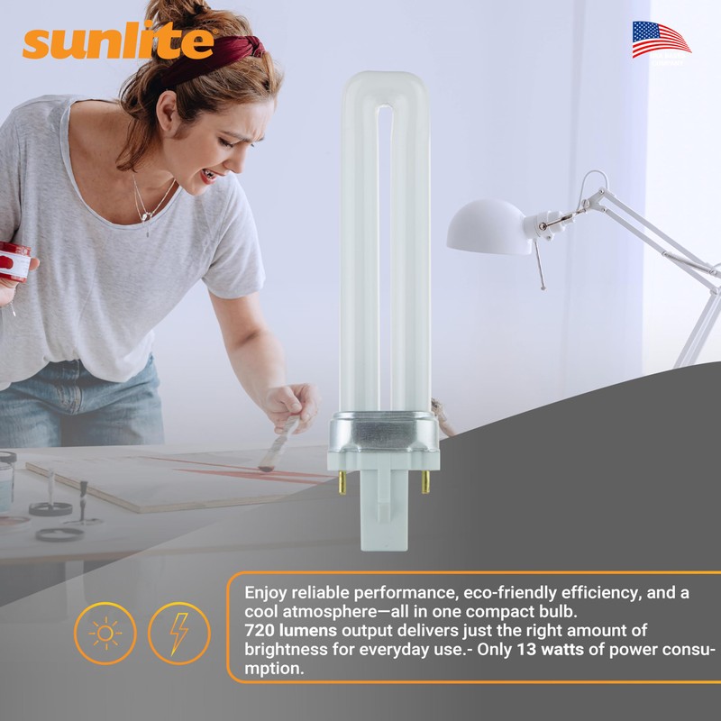 Sunlite PL13/SP65K Compact Fluorescent Single U-Shaped Twin Tube Light Bulb,