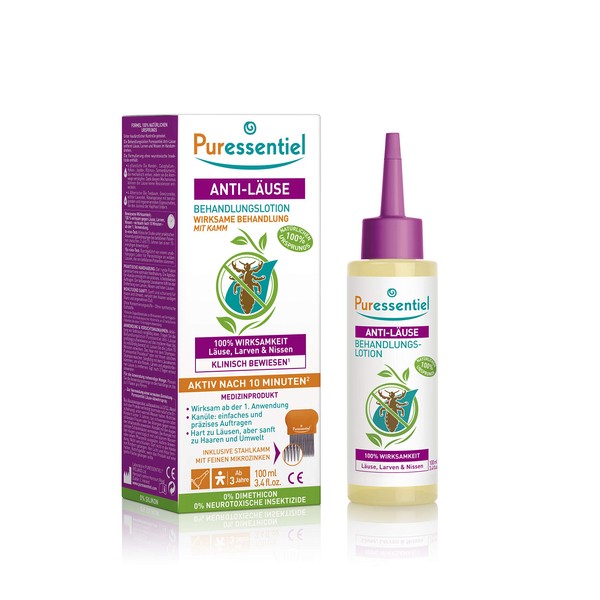 Puressentiel - Anti-lice treatment lotion with comb - proven effectiveness - removes lice, larvae, nits - 100% natural - 100 ml