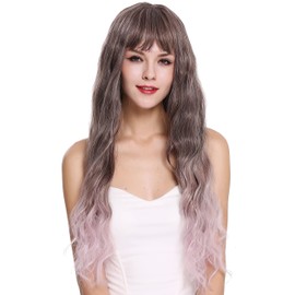 WIG ME UP - DL-003 Women's Wig Bangs Very Long Wavy Curly Grey Brown Purple Balayage Ombre Mix