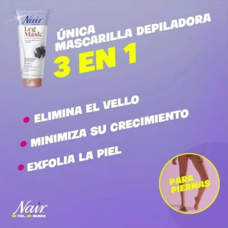 Crema Para Depilar Nair Leg Mask Suave Y Luminosa 227g