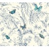 York Wallcoverings Ashford Toiles Papillon Removable Wallpaper, Blue/White
