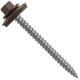 Metal ROOFING SCREWS: (250) 12 x 2-1/2" BROWN Hex Head Sheet Metal Roof Screw. Sharp Point metal to wood siding screws. EPDM washer. Colored head
