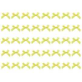 Shapenty 1cm Wide Mini Satin Ribbon Bows Flowers Bowknot Bulk for Sewing Dress Craft Project Scrapbooking Wedding Birthday Christmas Ornament Gift Decor Wrapping, 4x4cm, 40PCS (Yellow)
