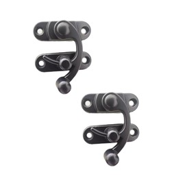 HywkingGrt 2pcs Black Antique Hook Hasp Latch Vintage Style Left Right Toggle Zinc Alloy,with Mounting Screws for Jewelry Box Cabinet Toolbox Suitcase