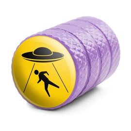 GRAPHICS & MORE Alien Abduction Hazard Warning Sign Tire Rim Wheel Aluminum Valve Stem Caps