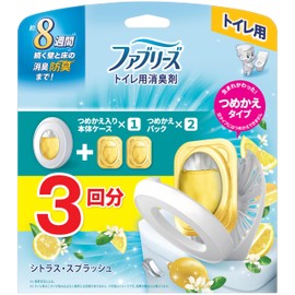 Febreze Deodorizing Air Freshener for Toilets, Citrus Splash Refill, Main Body Case, 2.4 fl oz (6.3 ml) + Refill 0.2 fl oz (6.3 ml) x 2 Packs
