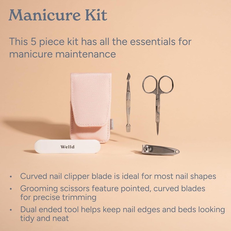 Welld Hand Manicure Kit, Nail Clipper, Nail Pusher, Fingernail Cleaner,