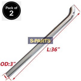 GMRRacing 2PCS Chrome 3"OD x 36" inch Curved Stack Pipe Truck Exhaust Pipe Tailpipe