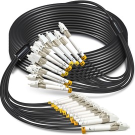YUTIANHOME 10 Meters 12 Core OM3 Multimode Industrial TPU LC to LC Outdoor Armored Fiber Patch Cable, Direct Burial 12 Strands Fiber Optic Cable, 10Gb Duplex 50/125um MMF LC-LC 12 Fibers, 30 feet
