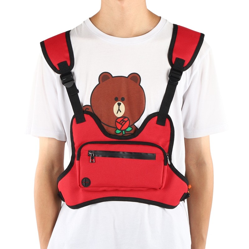 Multi Functional Outdoor Sports Running Chest Bag Adjustable Red Vest